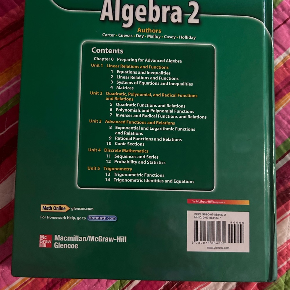 Glencoe McGraw-Hill Algebra 2 Teacher Edition - Picture 2 of 3